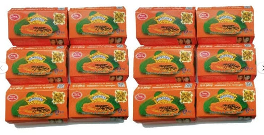 ASANTEE Thai Papaya Herbal Skin Whitening Soap 125g (Pack of 12)…