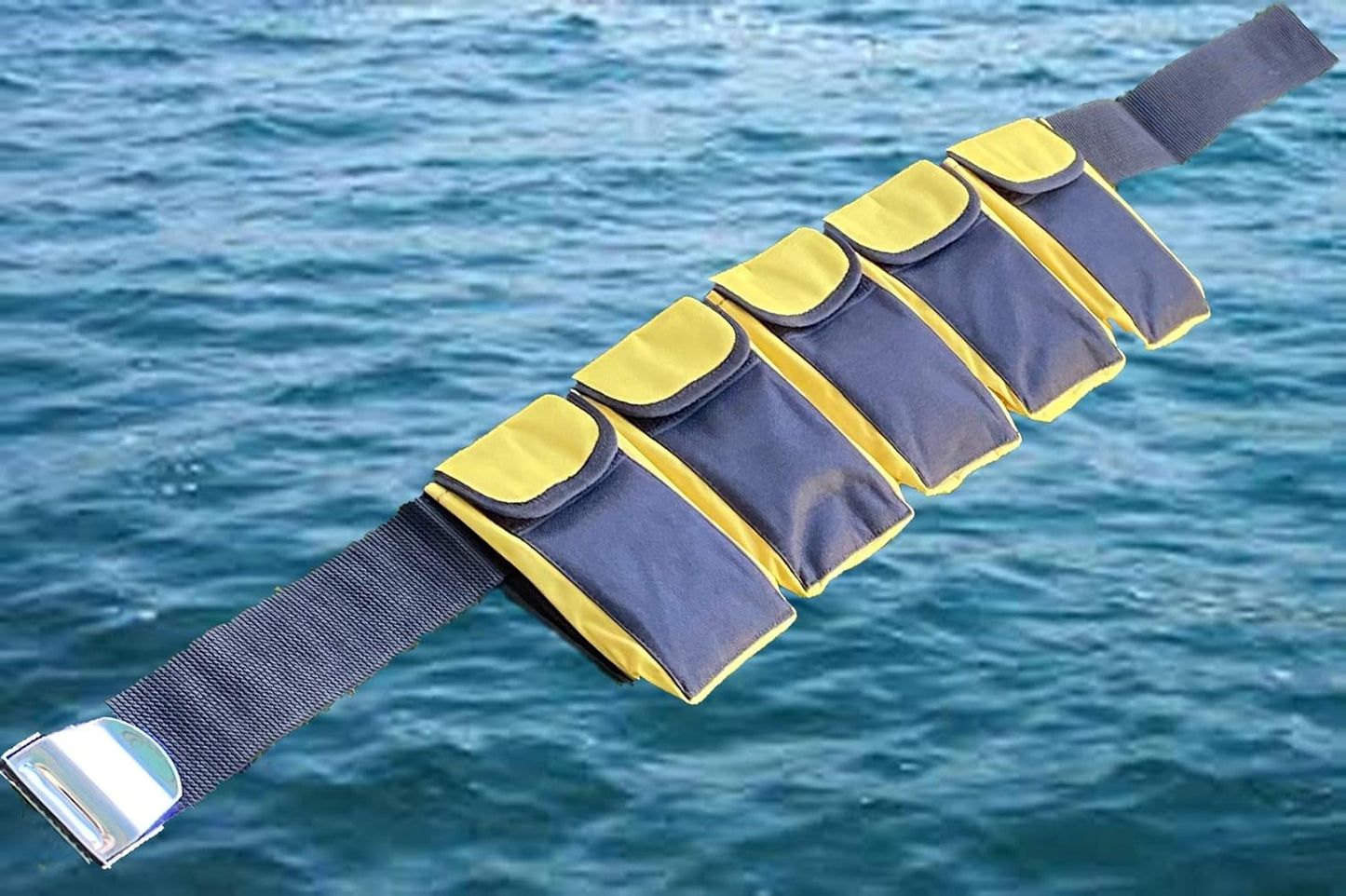 AKM-Scuba Diving Pocket Weight Belt (5 Pocket Medium Yellow)