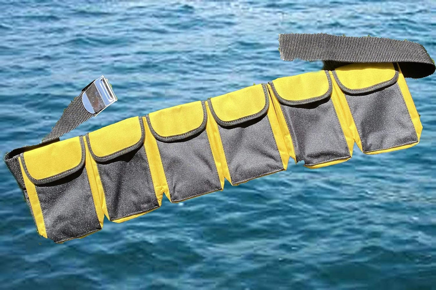 AKM-Scuba Diving Pocket Weight Belt Yellow (6 pocket Large)