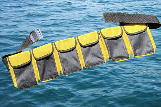 AKM-Scuba Diving Pocket Weight Belt Yellow (6 pocket Large)